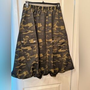 DKNYC Olive Camouflage A-Line Skirt